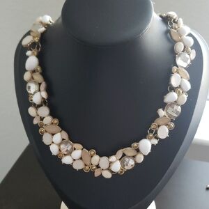 New York & Company Gold and White Cluster Necklace